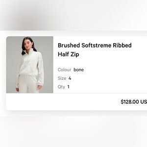 Lululemon Brushed Softstreme Ribbed Half Zip - Bone